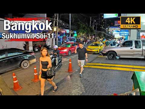 [4K] Bangkok Sukhumvit Soi 11 🇹🇭 Walking in Bangkok (ASMR City Sounds) Walking Tour